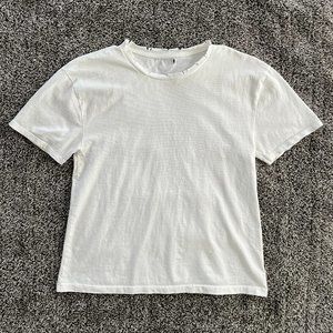 Distressed Plain White T-shirt Slightly Cropped